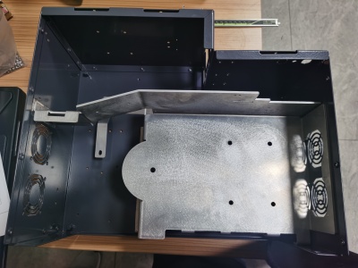 Enclosure showing installed hardware locations