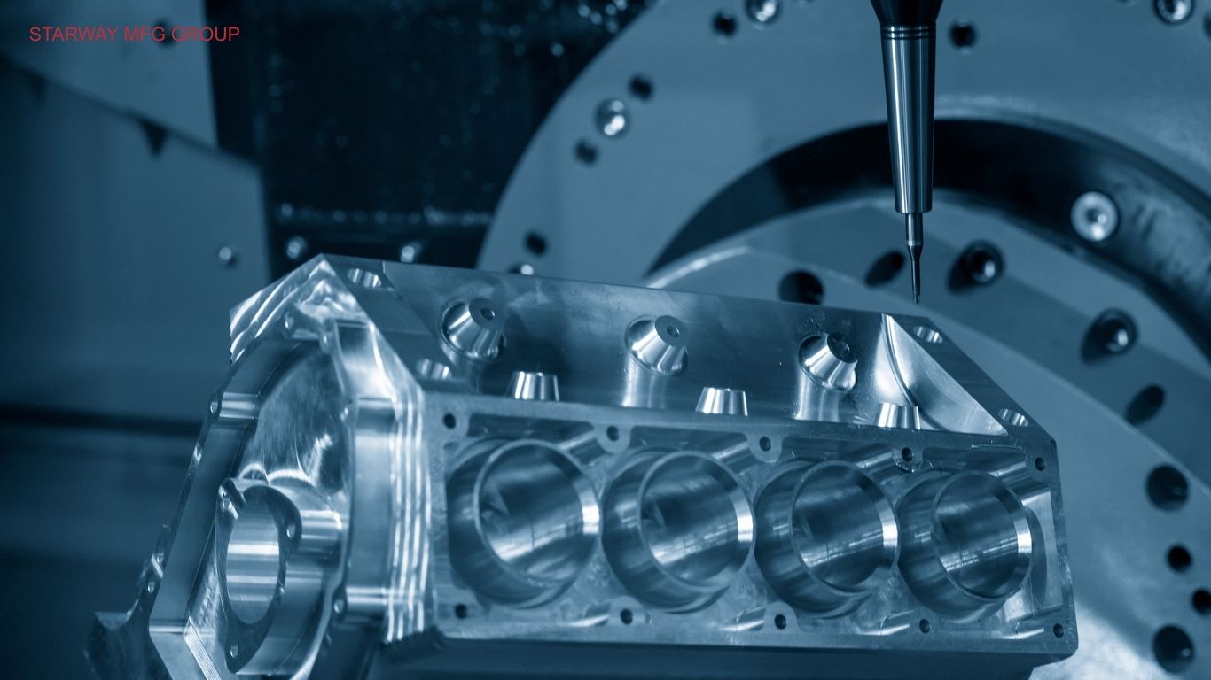 5-axis CNC machining centre machining a complex component at STARWAY MFG GROUP